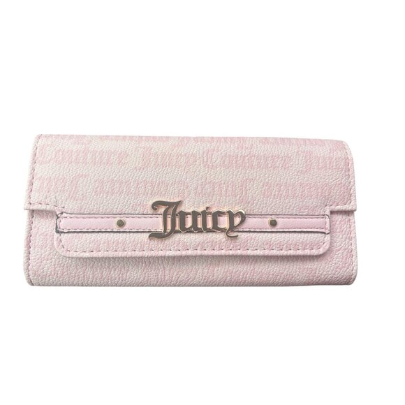 Juicy Couture Pink Gold Short Sweet Single Gusset Flap Clutch Wallet - Picture 1 of 3
